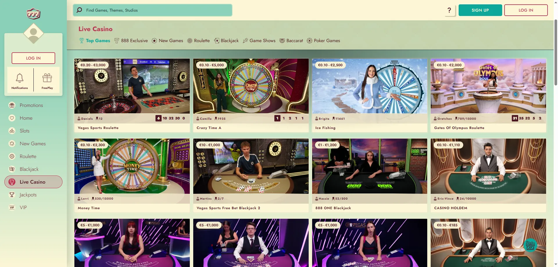 Casino 777 games live dealer tables and top software providers